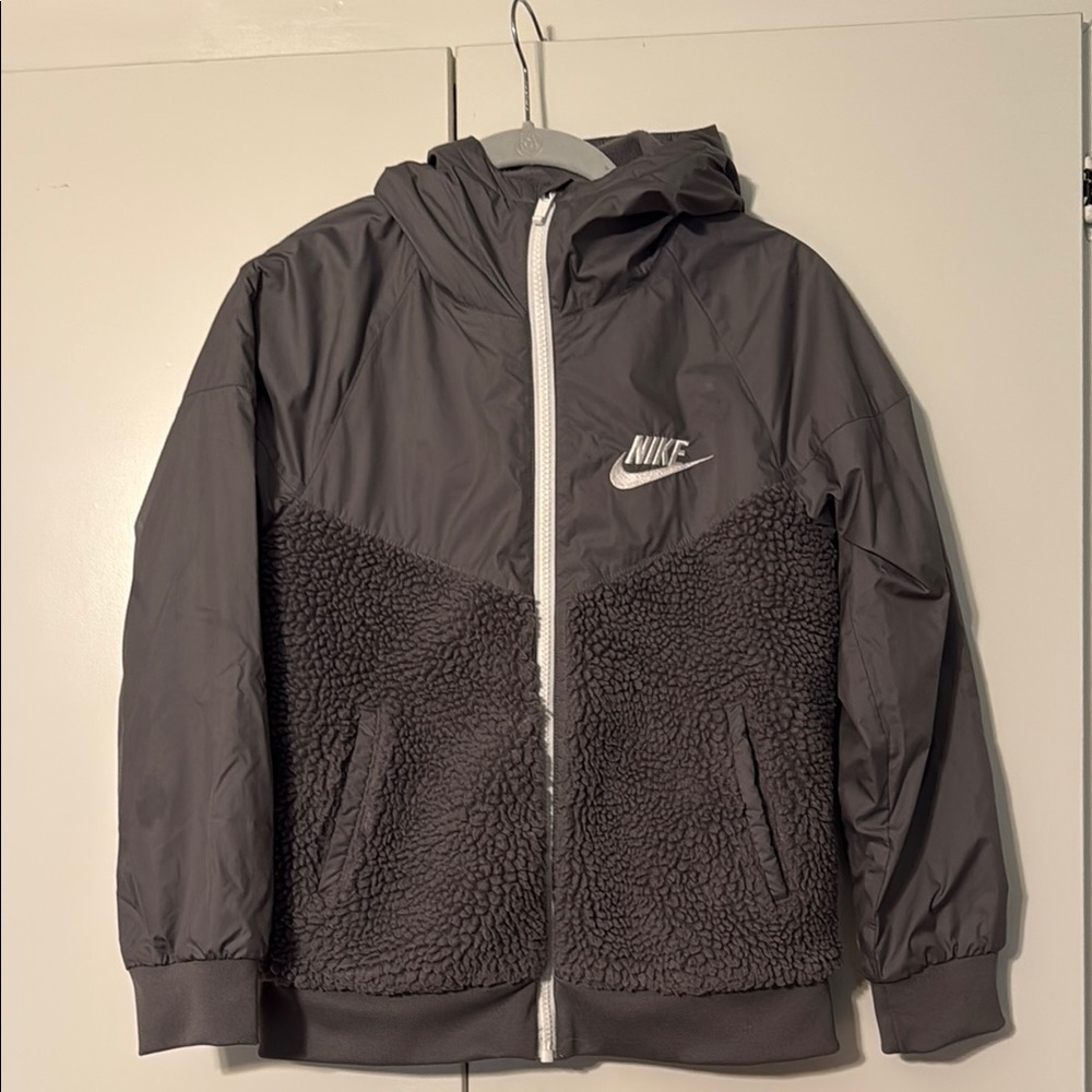 Nike Kids Sherpa Charcoal Hooded Jacket